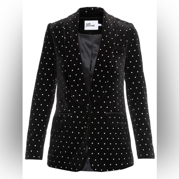Self Portrait Velvet Diamante Jacket Black - Picture 3 of 15